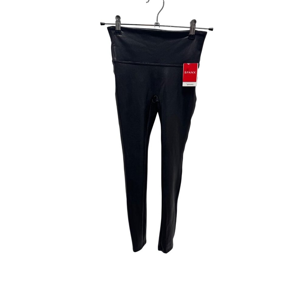 SPANX Black Faux Leather Legging Women Size S